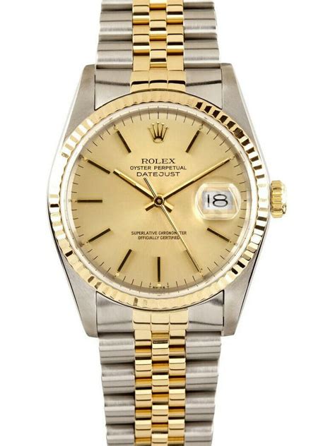 rolex datejust champagne index dial jubilee bracelet two tone 16233